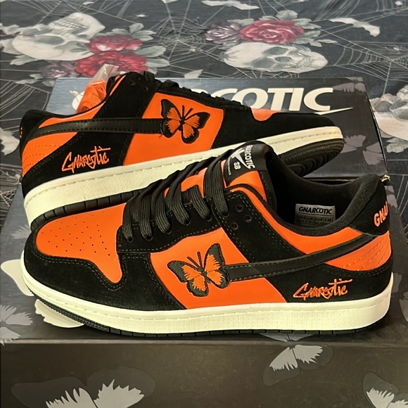 DS GNARCOTIC SB DUNK LOW BUTTERFLY EFFECT BLACK/ORANGE LIL GNAR MONARCH 6 6.5 10 - Picture 5 of 16